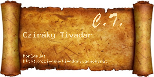 Cziráky Tivadar névjegykártya